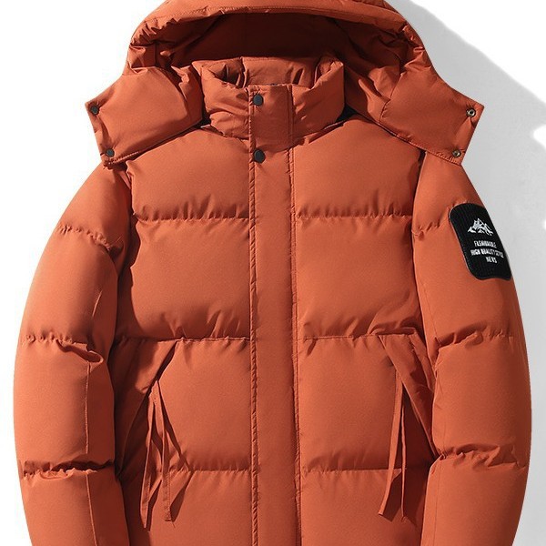 Men's down-filled cotton jacket, new winter style, with detachable hood, lightweight business casual design, thickened for warmth, and suitable as an outerwear coat