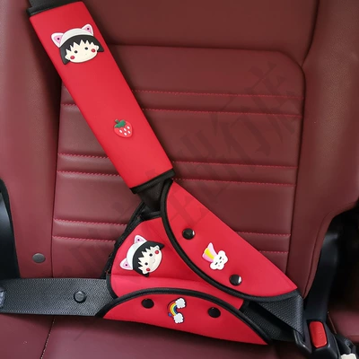 Seatbelt Adjuster Anti-Neck-Strangling Shoulder Pad: Seat belt shoulder pad - red-big-head-small-ball-set