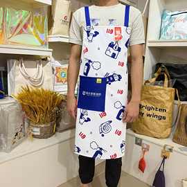 定做个性款无袖斜纹防水围裙厨房清洁罩衣款透气防污舒适透气