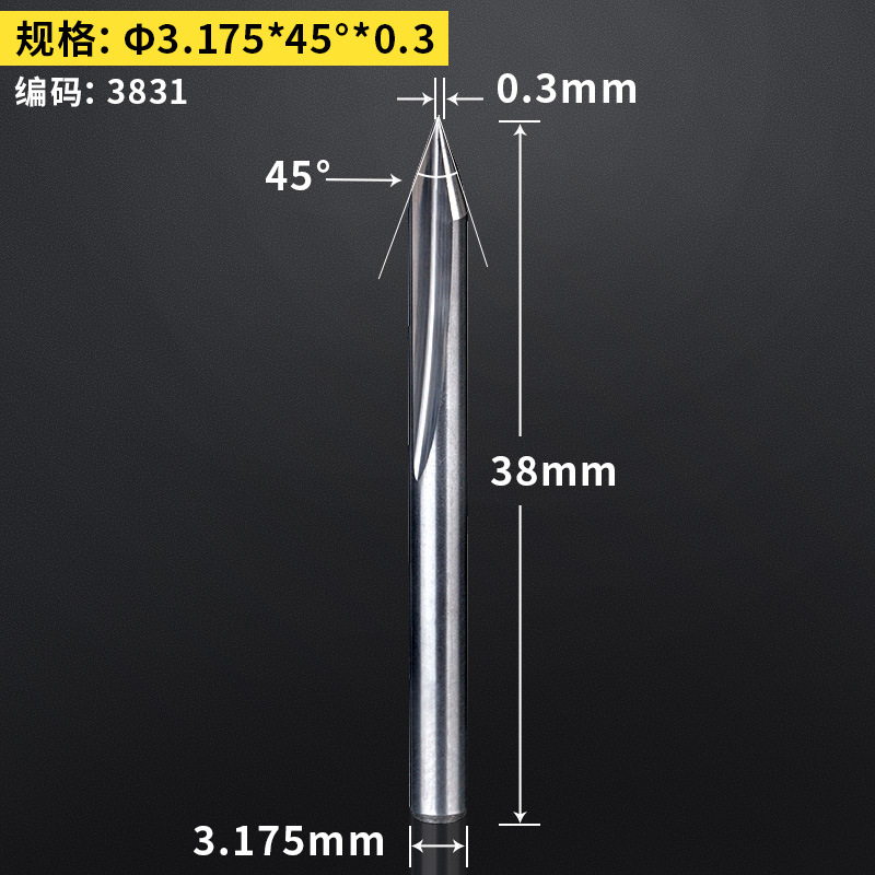 Huhao 3.175/4/6mm doble hoja recta ranura afilado Cuchillo CNC cónico cuchillo grabado máquina herramienta cuchillo de alivio profundo