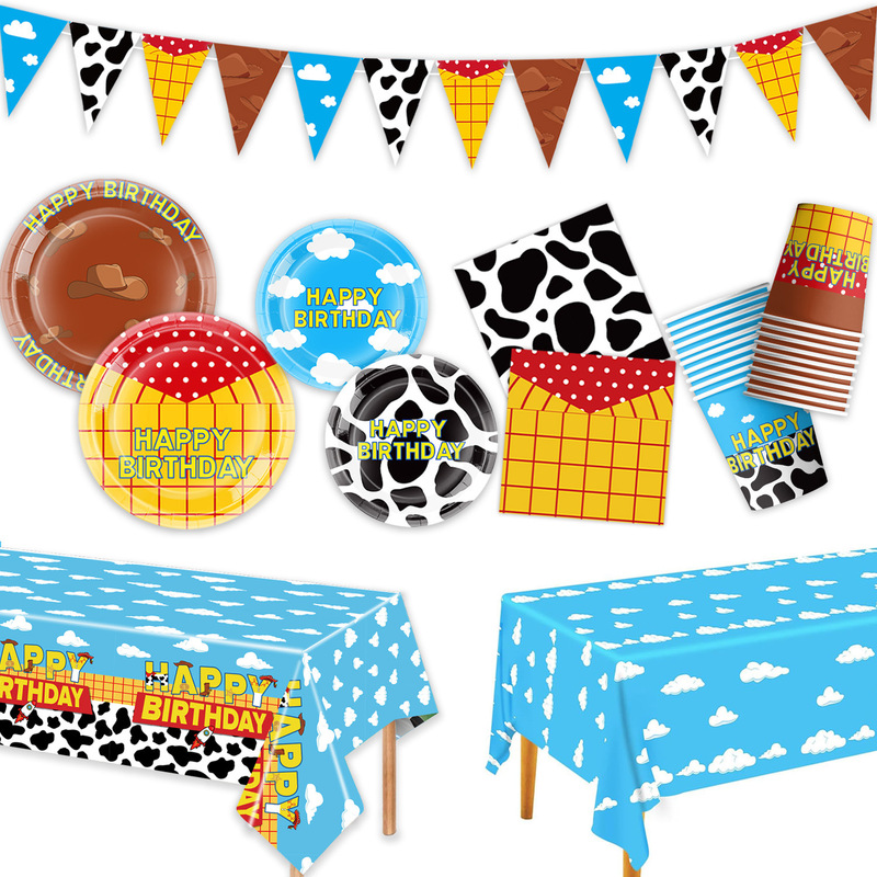 Cross-Border Cartoon Toy Story Party Supplies Tableware Set Cowboy Hat Birthday Party Cake Decoration Inserts Cross-Border Cartoon Toy Story Party Supplies Tableware Set Cowboy Hat Birthday Party Cake Decoration Inserts