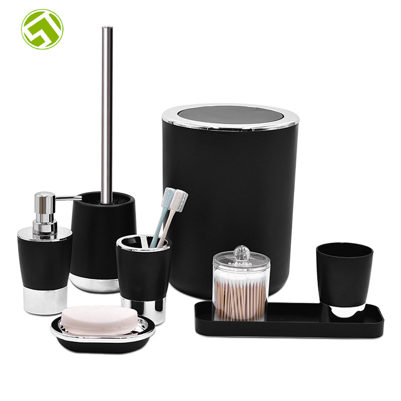 Baño de lujo ligero conjunto de artículos de higiene de baño de cuatro piezas conjunto de cepillo de dientes de baño contenedor de basura conjunto de baño ornamentos