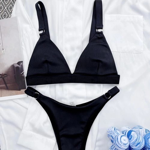 2025 New Model Cross-border Solid Color Mesh Sexy Split Bikini for European and American Import and Export Two-Piece Swimwear Available