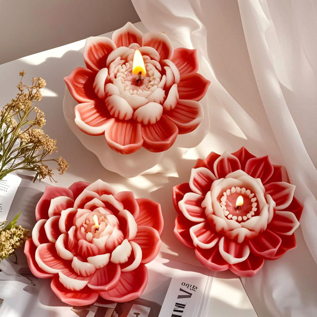 Jiahuimei Lotus Pastel Pudín Molde para hornear Diy Molde de regla de vela de aromaterapia de flores tridimensional