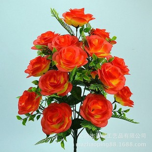 Photo screen simulation flower factory direct wholesale rose 18 round rose silk flower fake bouquet flower bouquet