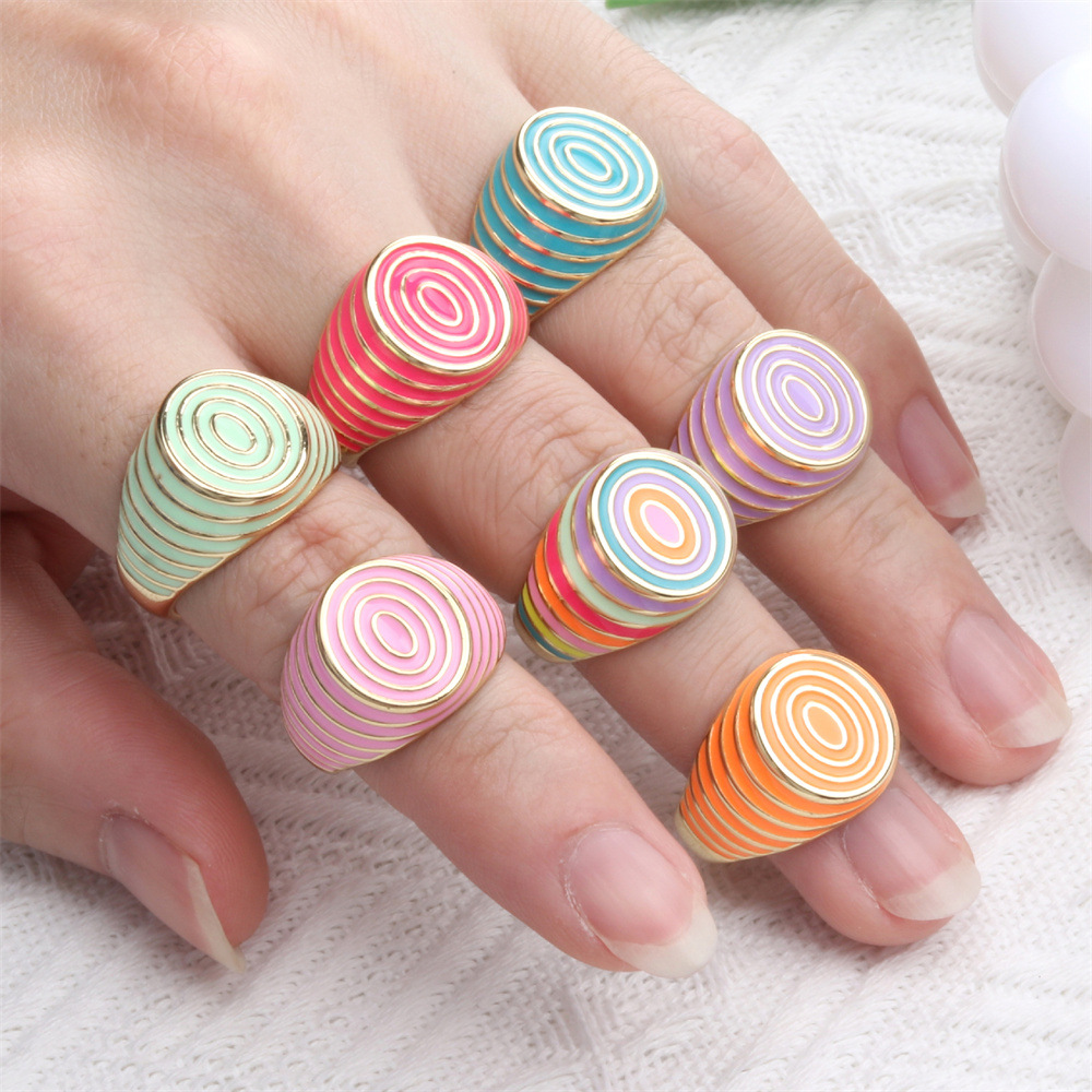 Candy Color Dripping Oil New Trendy Fashion Ring Personalized Decorative Ring Jewelry Wholesale display picture 2