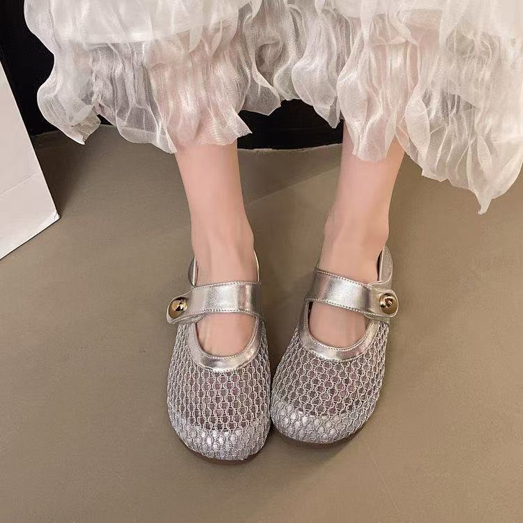 2026 verano nuevo interior de altura superficial Boccan cabeza redonda con base plana velcro antideslizante zapatos de moda de mujer