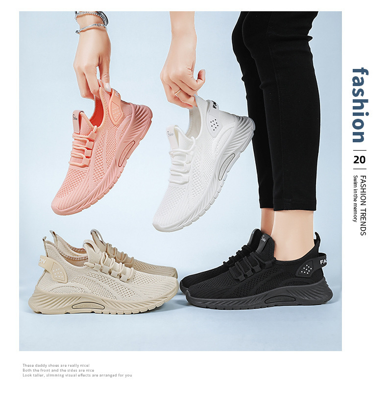 Cross-Border Plus Size Casual Breathable Sneakers Women's Veelzijdige Hardloopschoenen in effen kleur_voghion.com