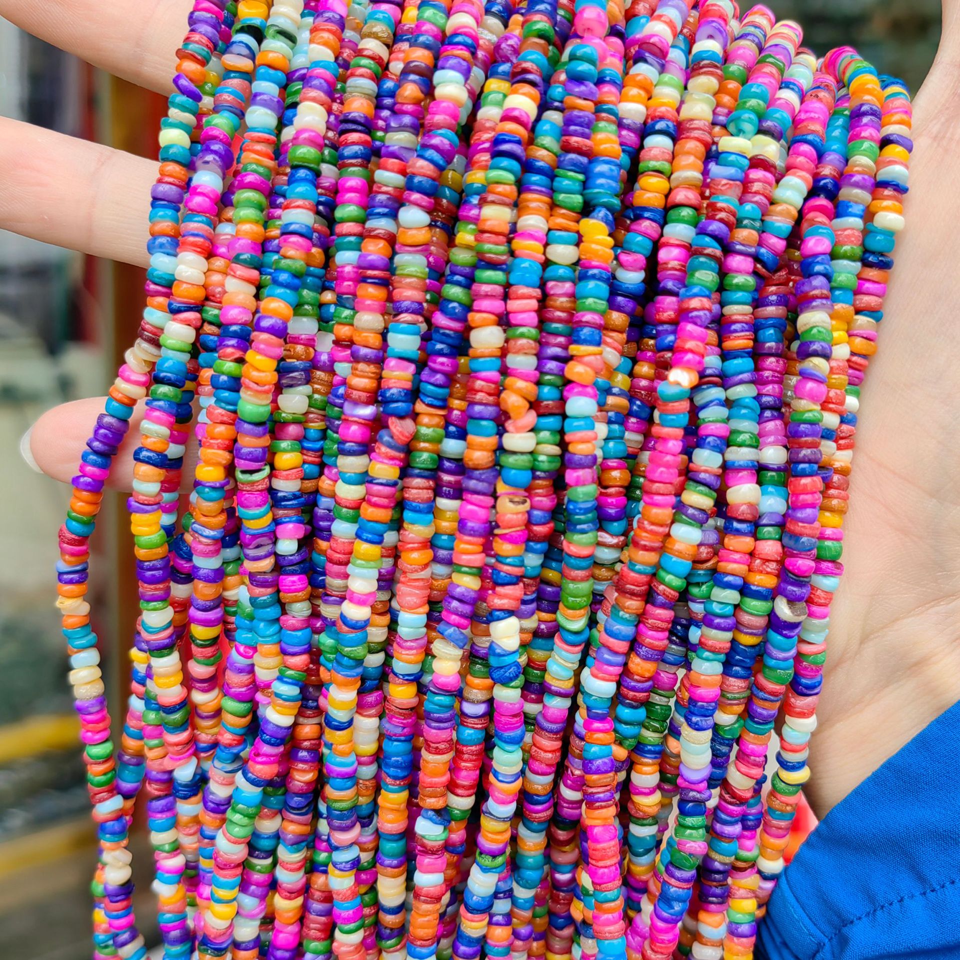 Ventas transfronterizas de conchas naturales 3mm4mm5mm mesoporo disco perlas espaciadoras semiacabadas accesorios de joyería diy