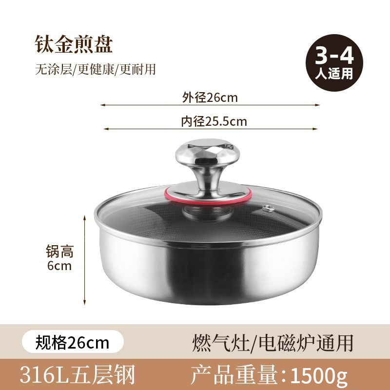 Ti acero inoxidable fondo plano de panela