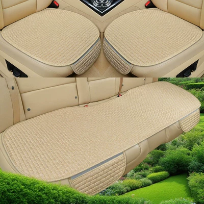 New Universal Linen Car: Seat cushion, seat cover - lnh-small-brick-warm-beige-3-piece-set