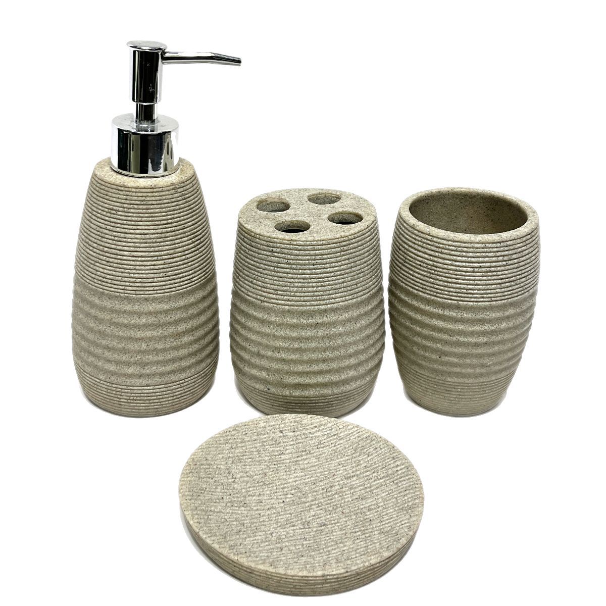 Kit de baño de arenisca de resina hotel conjunto de baño de arenisca decoración de baño conjunto de cuatro piezas