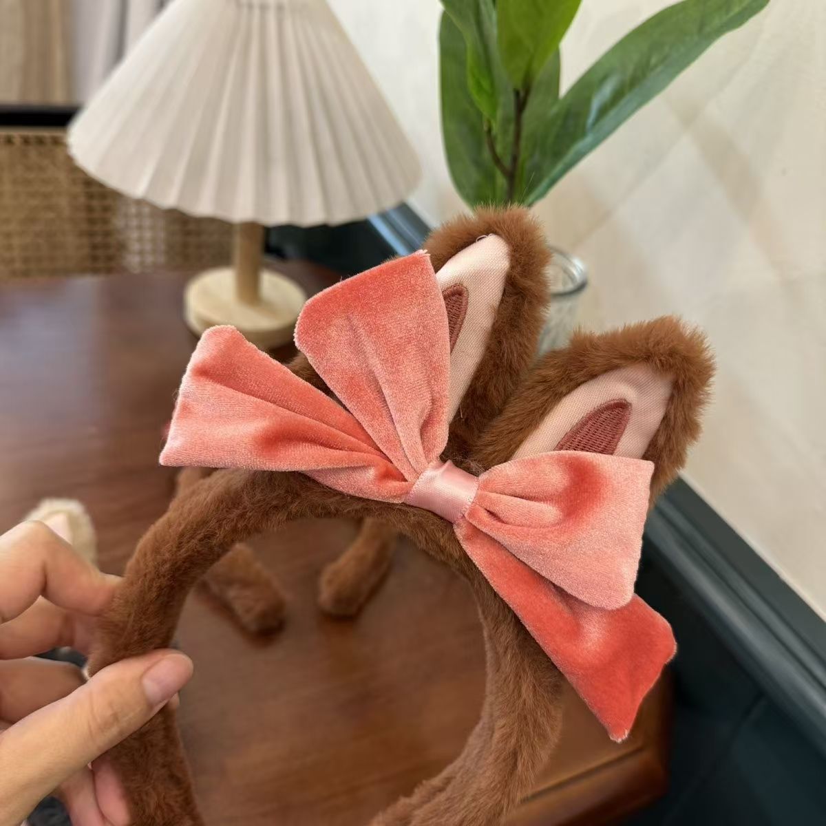 Nuevo hermoso amor tridimensional oso cabello red de peluche rojo dibujos animados orejas lavar la cara cabello red adornamiento para el cabello rojo al por mayor