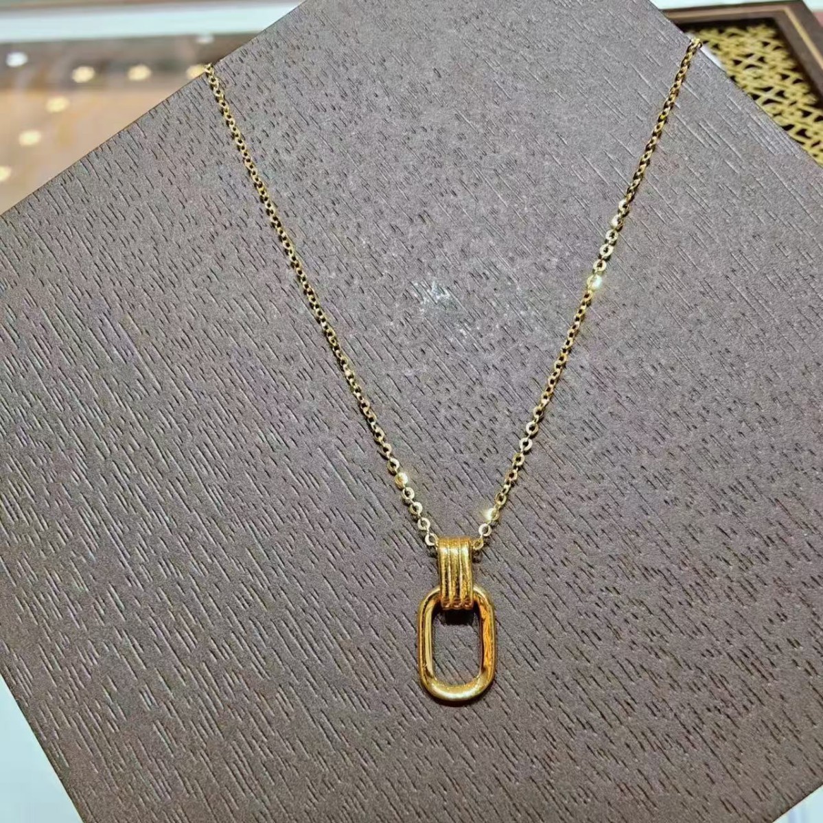 Geometrische Doppelring Halskette Aus Edelstahl Für Damen_voghion.com