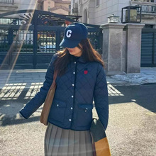 柜上3K+！老钱风小马刺绣菱格棉服灯芯绒翻领轻薄保暖夹克外套女