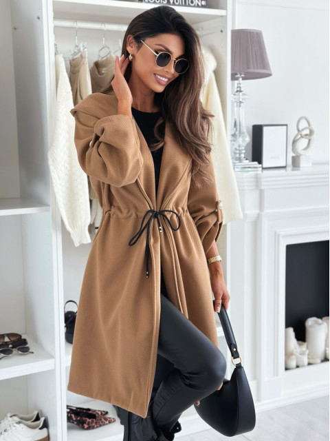 Dam trenchcoat lång ullkappa för höst och vinter_voghion.com