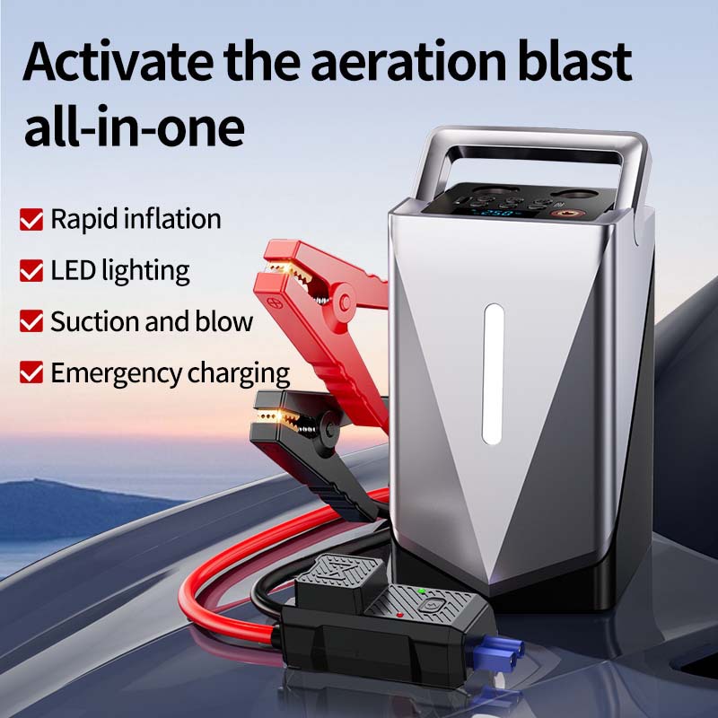 Cross-Border Gf-01 Car Emergency Jump Starter with Air Pump + Blower All-In-One Machine 12V Multi-Function Power Bank