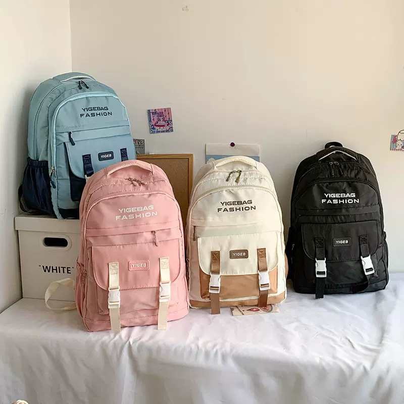 跨境书包女生原创小众大学生大容量双肩包初中高中生百搭背包透气