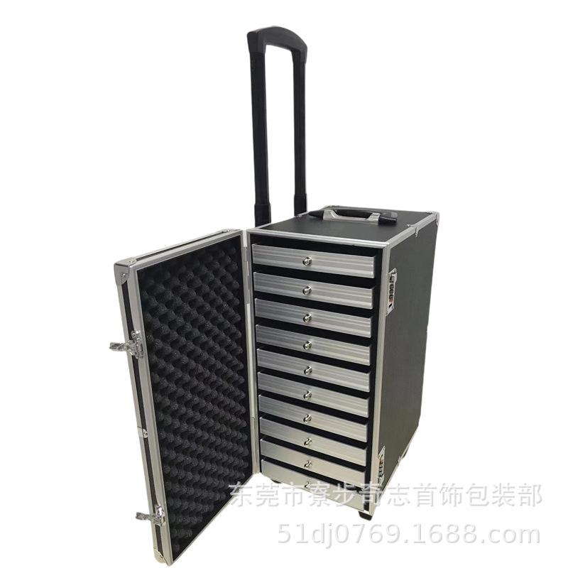 厂家供应珠宝首饰拉杆展示箱便携式大容量收纳首饰盒