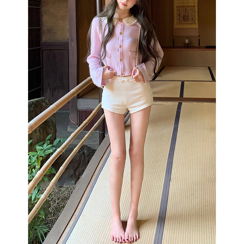 MENGXIANG ▏【软软豆乳】小翻领温柔贵气小香两色针织开衫上衣女|undefined