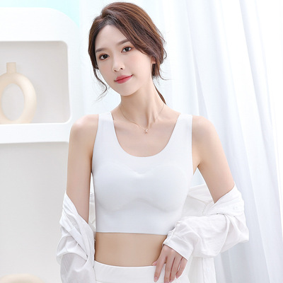 新款束胸少女学生内衣无痕一片式塑胸大胸显小隐形缩胸裹胸背心女|ms