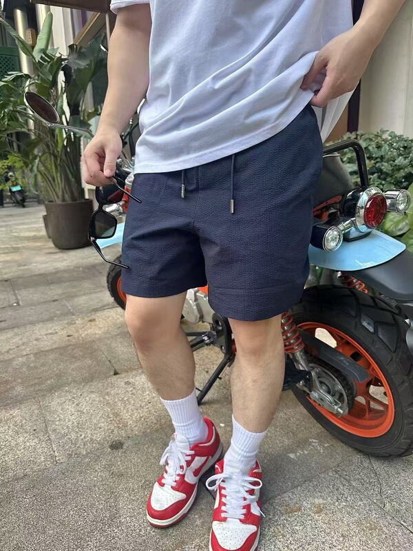 正确版本现货高品质M家新款泡泡皱饰标休闲短裤宽时尚百搭男女款|undefined
