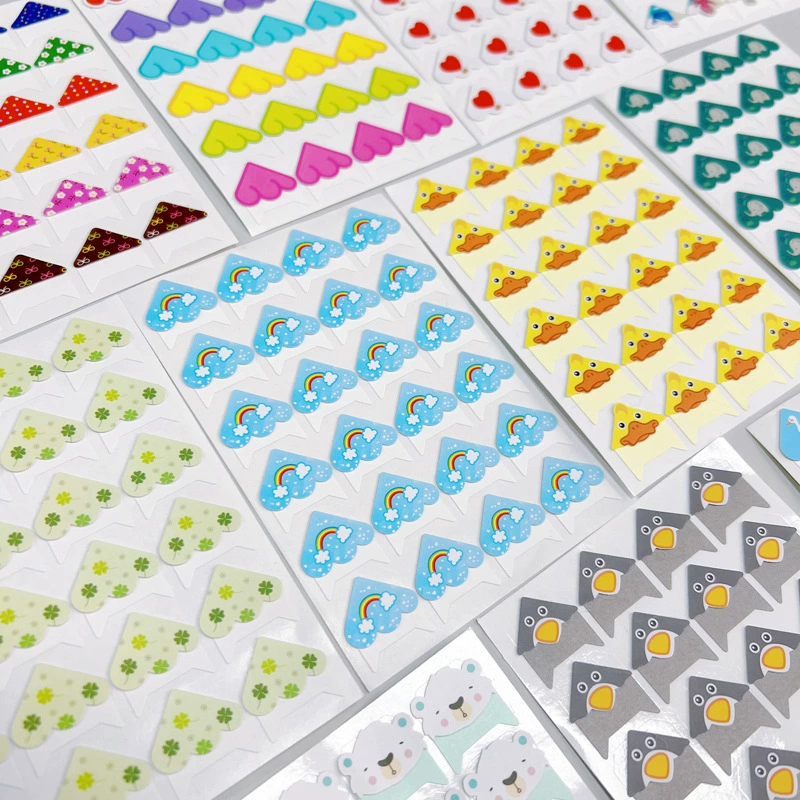 Угловые наклейки для фиксации фотографий H [70 вариантов, мультяшные угловые наклейки для декора фотографий, дневников, альбомов, самоклеящиеся угловые наклейки для творчества]