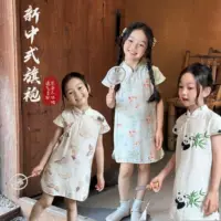 Для девочек Cheongsam 2024 летний новый стиль хлопковое платье в китайском стиле детская юбка летняя платье принцессы