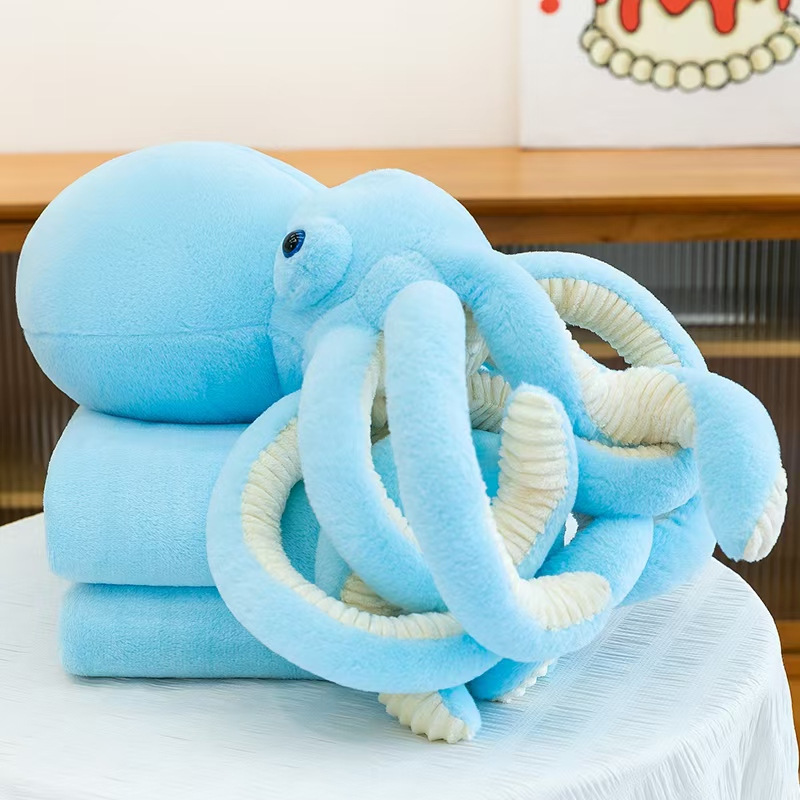 Cojín Manta de Peluche de Pulpo 2 en 1 de Peluche Corto y Algodón PP, Multifuncional image 12