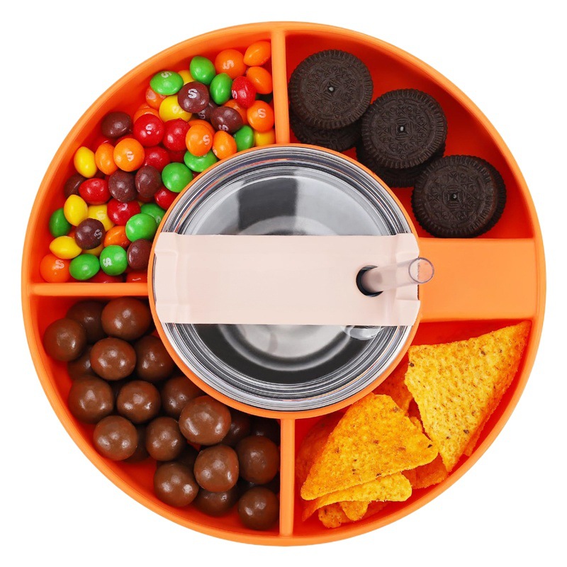 Plato de bocadillos de silicona transfronteriza adecuado para 30oz taza de coche Stanley 40oz plato de fruta plato de helado