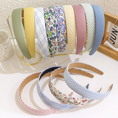 BM-style retro floral gingham solid color headband wide edge headband versatile outdoor hair clip fairy forest system sweet girl