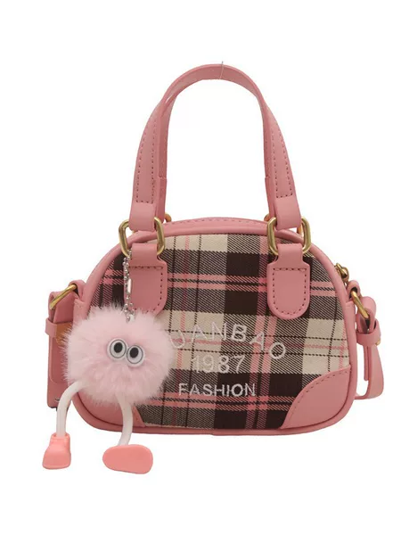 New Cross-border Retro Children's Bag Girl's Girl's Fashion Stitching Shoulder Crossbody Accessories Bag Letter Handbag