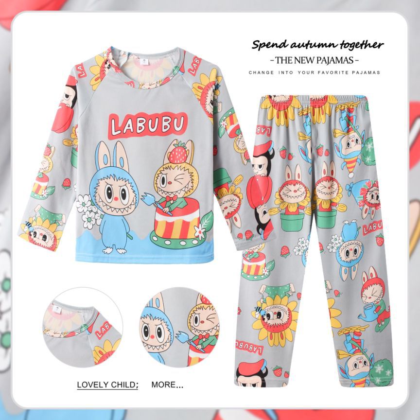 Pijamas de las niñas del sudeste de Asia Primavera y Otoño de manga larga traje de los niños de dibujos animados Linda niña bebé desgaste del hogar otoño desgaste exterior