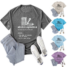 亚马逊货源abibliophobia (a-bib-le-uh-fo-be-u印花短袖女士休闲
