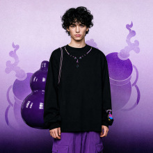 捷展男装|紫葫芦幸运长袖T恤25秋季新品好运葫芦印花刺绣圆领上衣