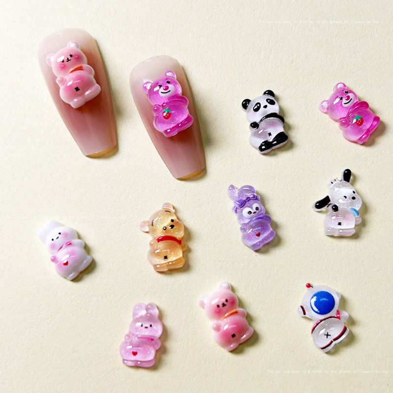 New Bear cartoon nail jewelry cute butt three-dimensional strawberry bear star Delu nail decorations wholesale New Bear cartoon nail jewelry cute butt three-dimensional strawberry bear star Delu nail decorations wholesale