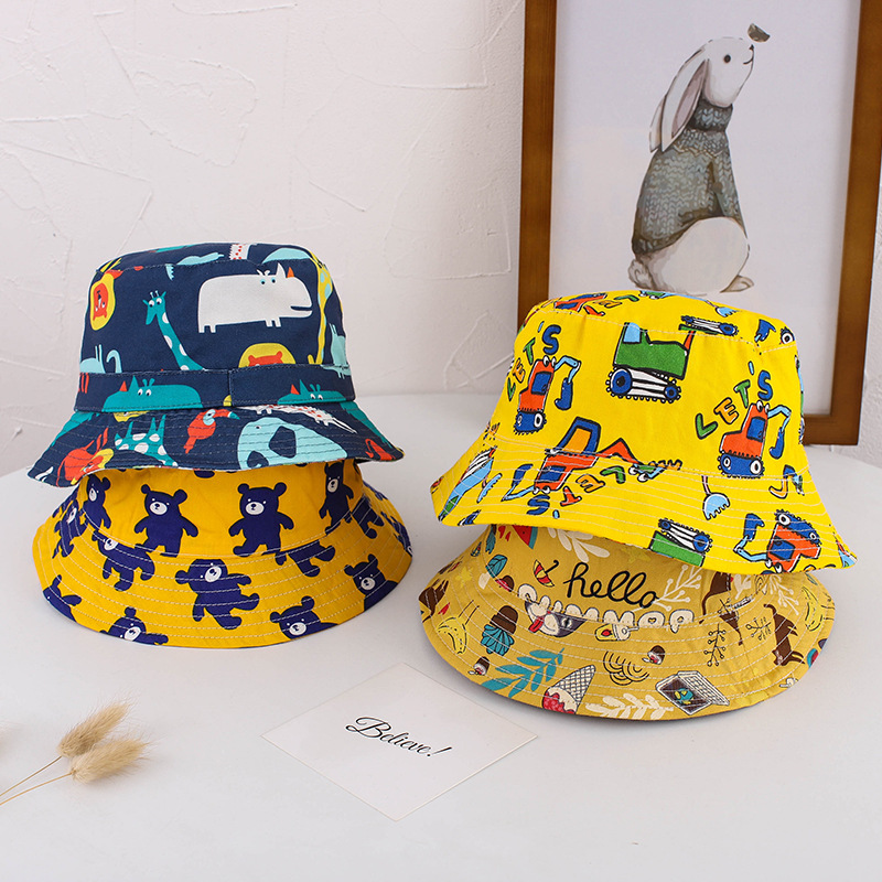 Cartoon printed basin cap cross-border children's fisherman cap spring new travel fisherman cap sunshade anti-ultraviolet