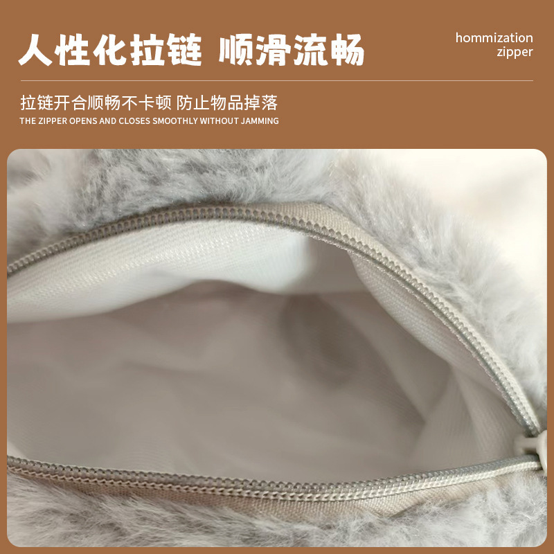 ins系小动物卡通可爱软萌鲨鱼毛绒笔袋玩偶大容量学生文具收纳袋|undefined