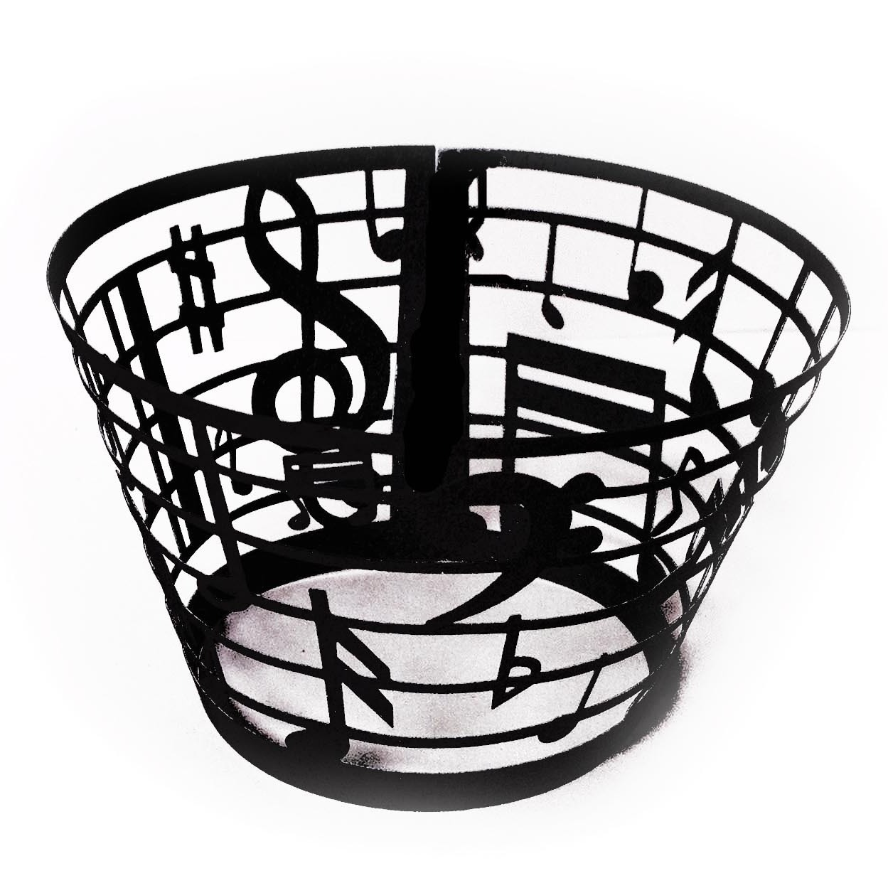 Láser transfronterizo hueca taza de papel pastel borde de papel nota negra tema musical pentagrama decoración taza de papel encaje