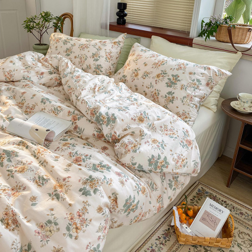 Ins Korean blog recommends four-piece pure cotton bedding set dormitory sheets and quilt cover three-piece bedding set