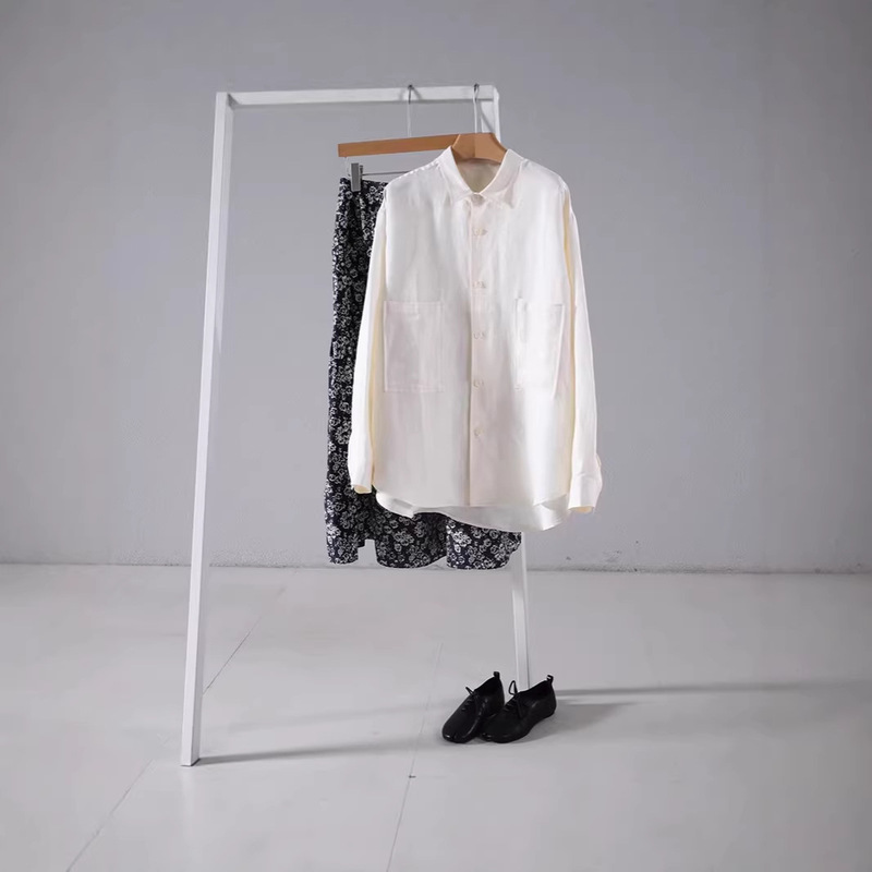 30mm Heavyweight Sand-Washed Silk Linen, Oversized Loose Mid-Length Shirt with Dropped Shoulder Sleeves for Women 30mm Heavyweight Sand-Washed Silk Linen, Oversized Loose Mid-Length Shirt with Dropped Shoulder Sleeves for Women