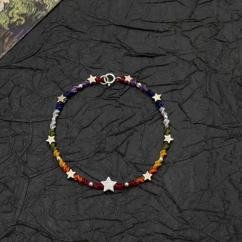 "Rainbow Memory" Star Colorful Wax Thread Braided Bracelet Niche High-Value New Chinoiserie Unique Design Bracelet