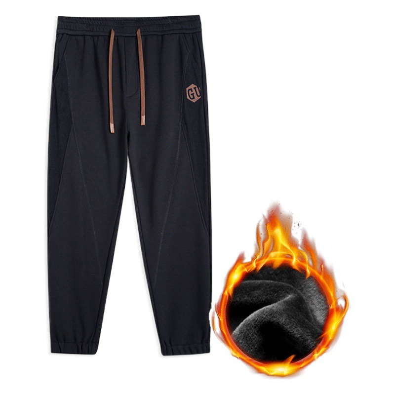 Брюки больших размеров, новые зимние брюки в стиле ретро, вышитые на флисовой подкладке, утепленные мужские спортивные штаны с воротником и вышивкой