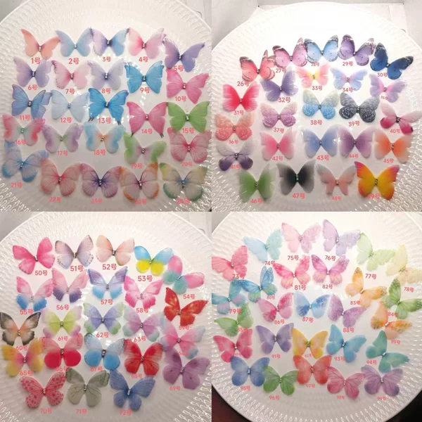 Hundreds of 5cm Stereo Tulle Butterfly DIY Headdress Hairpin Hair Accessories Clothing Decoration Butterfly Decorative Accessories in Stock