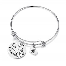 亚马逊励志刻字不锈钢圆牌吊坠生命树心形配件可调节手环手镯