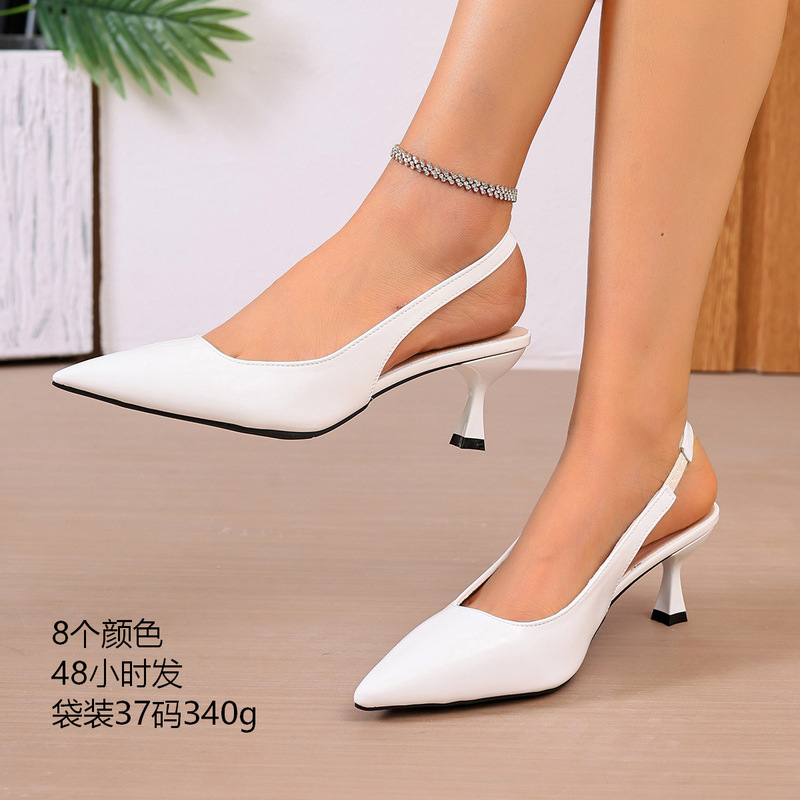 Foreign Trade European and American Style Closed-Toe Sandals for Women, 2026 Summer New Model, Large Size, Thin Heel, Pointed Toe, Sexy Low-Heel Sandals, Size 43 Foreign Trade European and American Style Closed-Toe Sandals for Women, 2026 Summer New Model, Large Size, Thin Heel, Pointed Toe, Sexy Low-Heel Sandals, Size 43