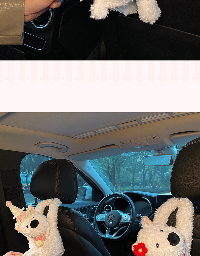 Car Tissue Box Creative Cute West Highland Paper Box Car Tissue Hanging Bag 2024 New Car Hanging Type