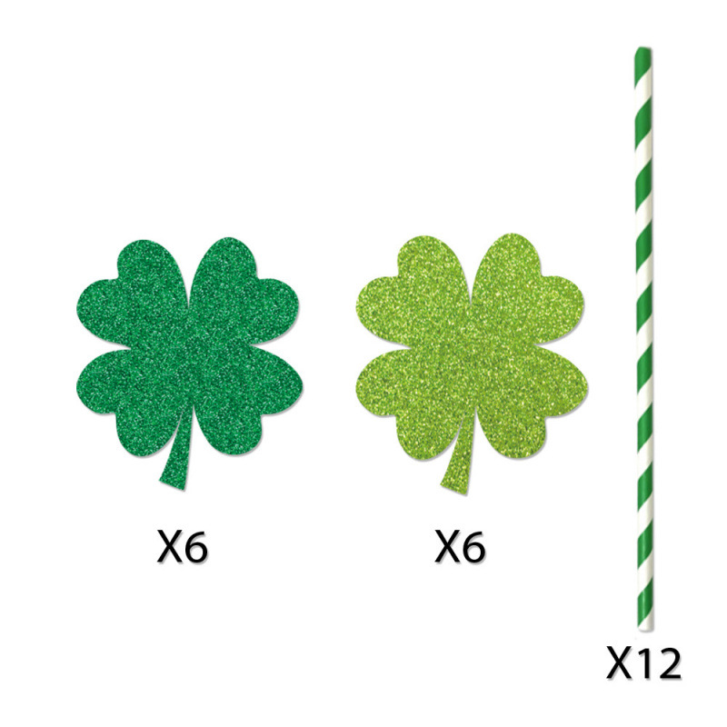 Transfronterizo día de San Patricio fiesta decoración plug-in paja Lucky Clover irlandés decoración festiva