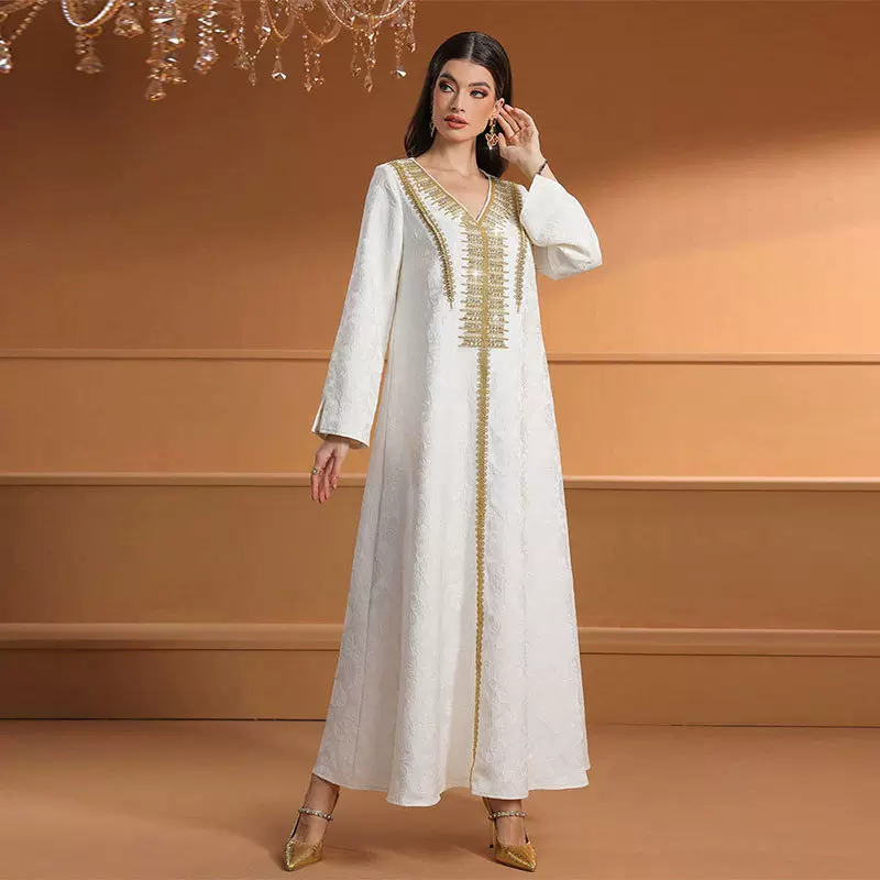 KY1950中东跨境穆斯林女装长袍时尚钉珠重工连衣裙宴会气质晚礼服