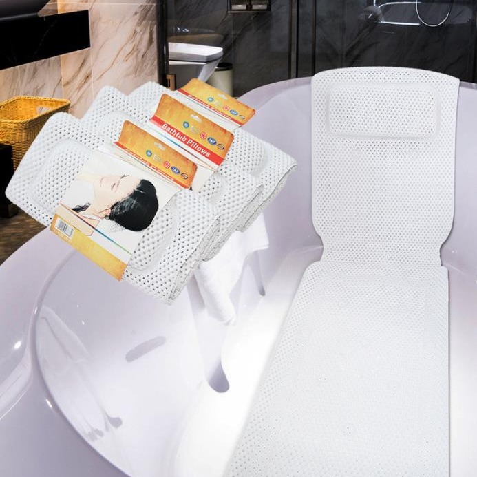 PVC Foam Bathtub Cushion with Empty Pillow Suction Cup Non-slip Bathtub Cushion Cushion Shower Non-slip Foot Pad 36*125